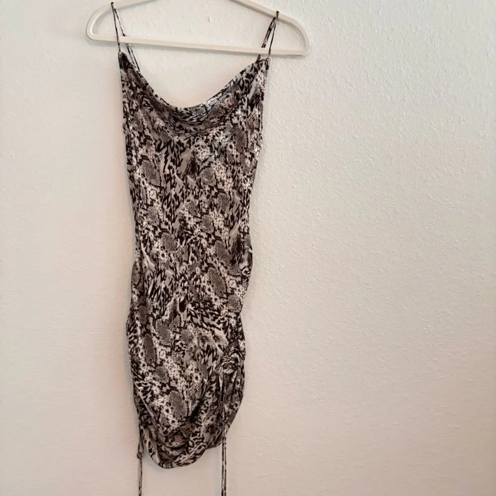 Free People Snake Print Drawstring Side Adjustable Dress Small